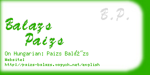 balazs paizs business card